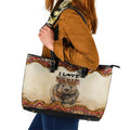 I Love Wombat Leather Tote Bag Australian Aboriginal Art