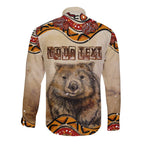I Love Wombat Long Sleeve Button Shirt Australian Aboriginal Art