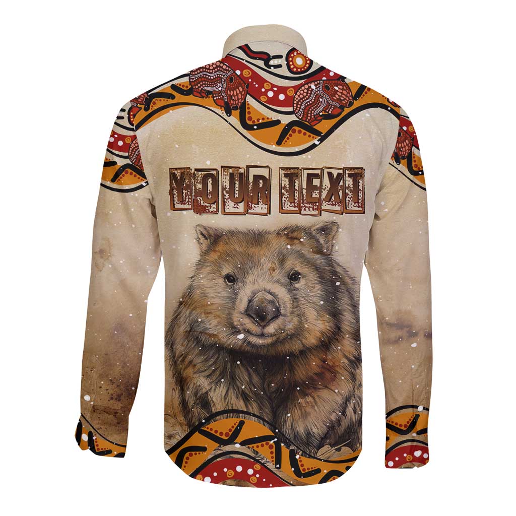 I Love Wombat Long Sleeve Button Shirt Australian Aboriginal Art