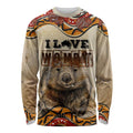 I Love Wombat Long Sleeve Shirt Australian Aboriginal Art