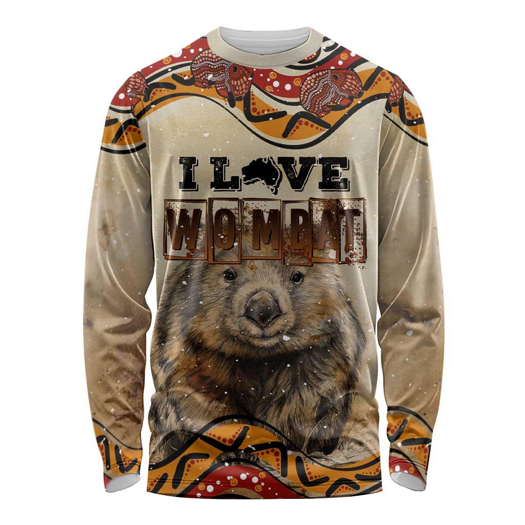I Love Wombat Long Sleeve Shirt Australian Aboriginal Art