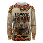 I Love Wombat Long Sleeve Shirt Australian Aboriginal Art