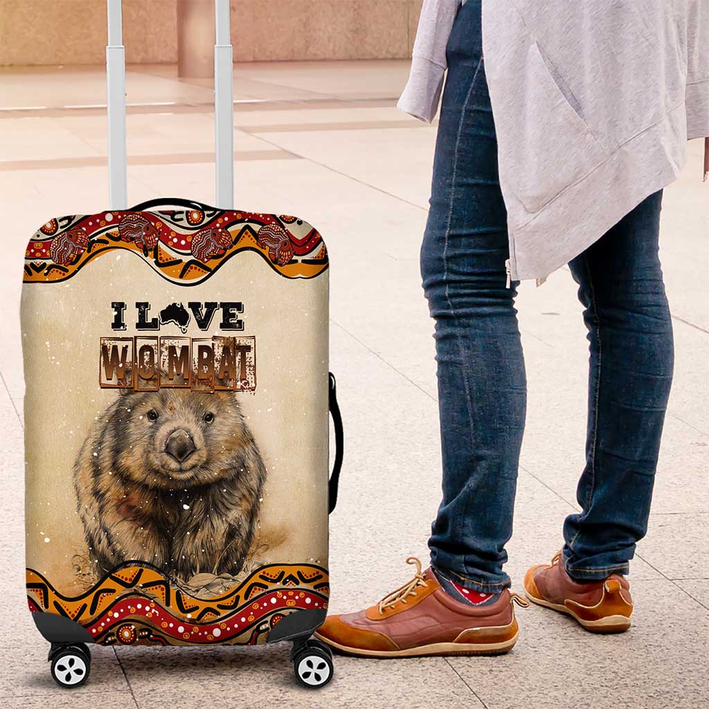 I Love Wombat Luggage Cover Australian Aboriginal Art