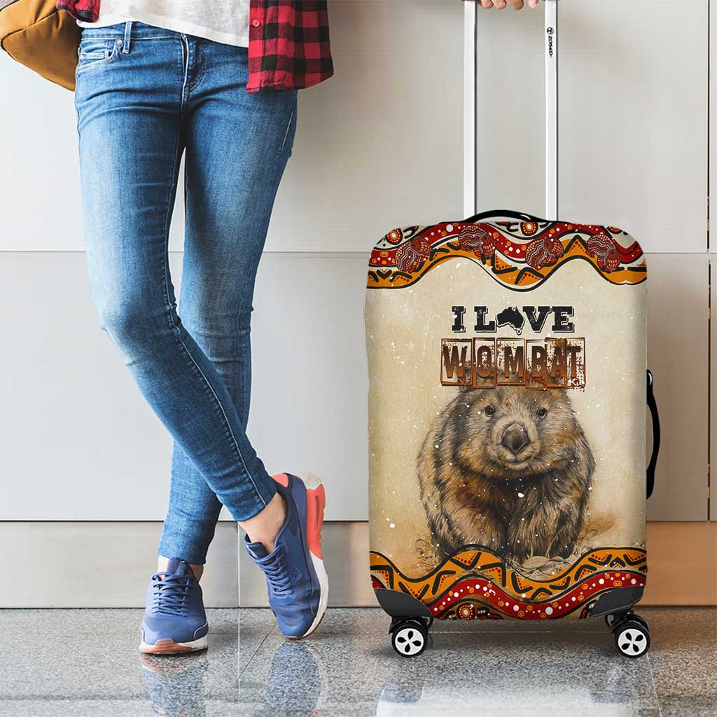 I Love Wombat Luggage Cover Australian Aboriginal Art