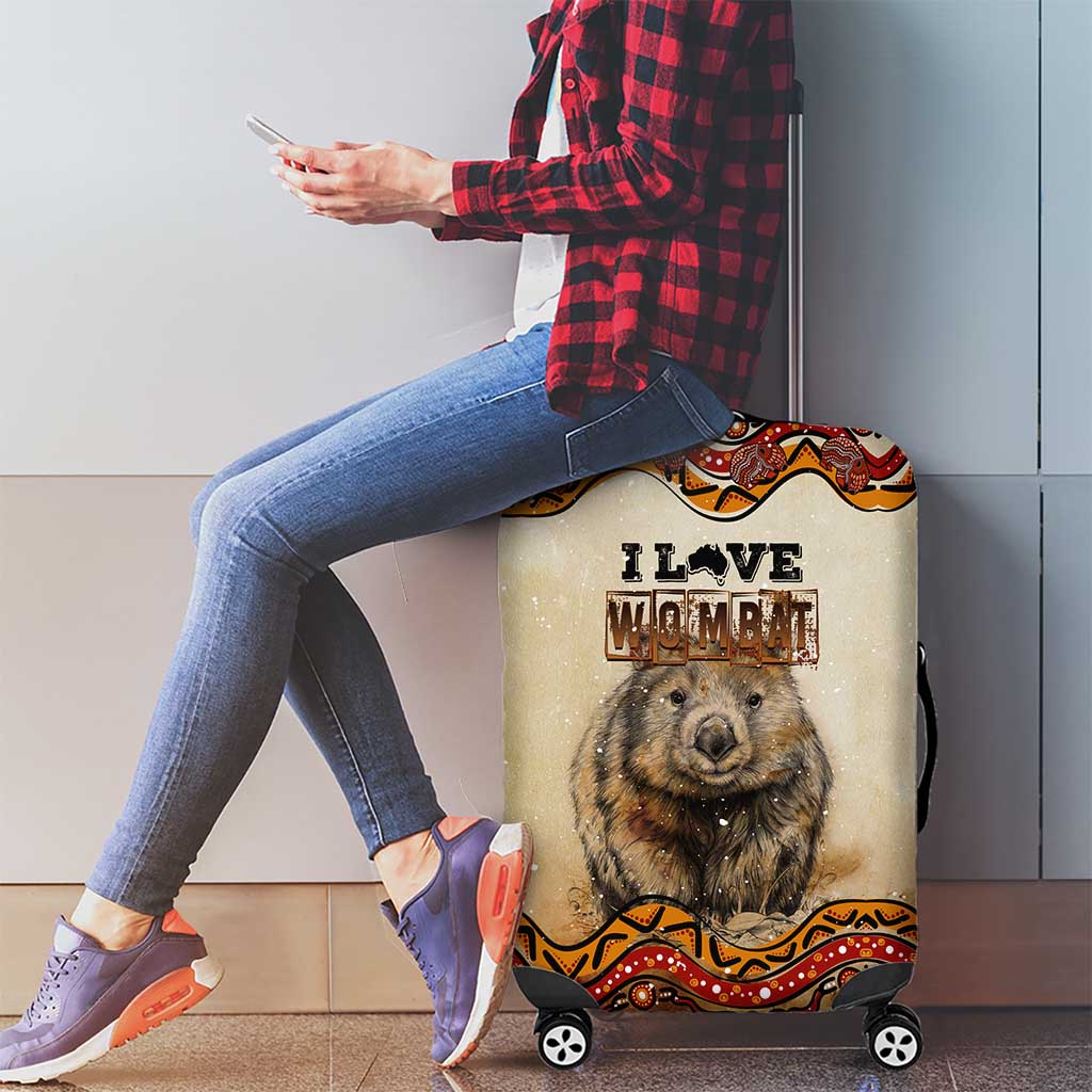 I Love Wombat Luggage Cover Australian Aboriginal Art