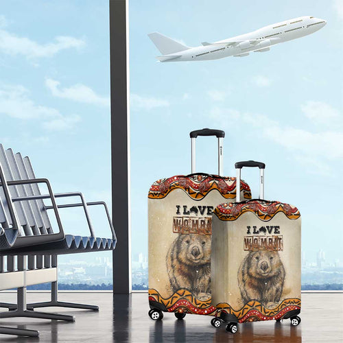 I Love Wombat Luggage Cover Australian Aboriginal Art