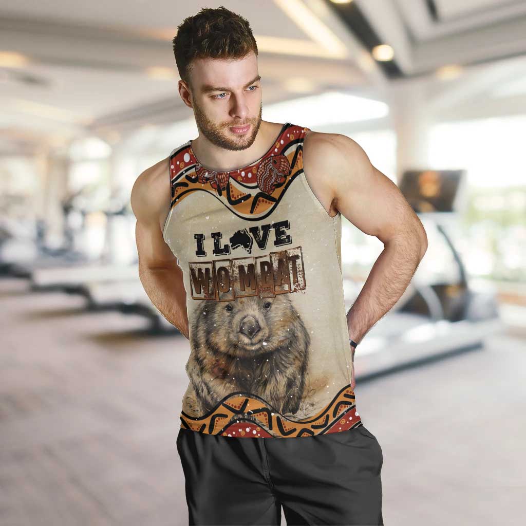 I Love Wombat Men Tank Top Australian Aboriginal Art