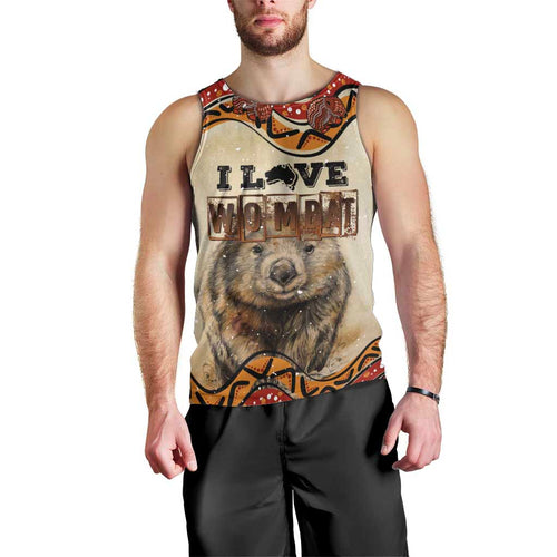 I Love Wombat Men Tank Top Australian Aboriginal Art