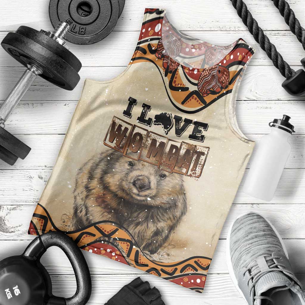 I Love Wombat Men Tank Top Australian Aboriginal Art