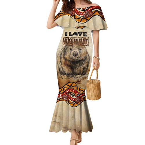 I Love Wombat Mermaid Dress Australian Aboriginal Art