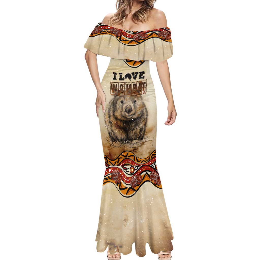I Love Wombat Mermaid Dress Australian Aboriginal Art