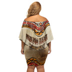 I Love Wombat Off Shoulder Short Dress Australian Aboriginal Art