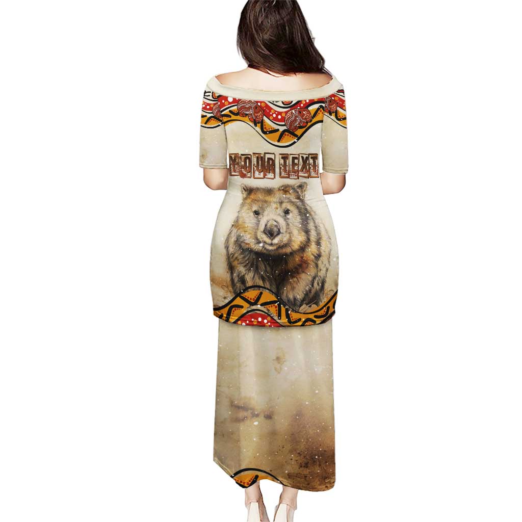 I Love Wombat Puletasi Australian Aboriginal Art