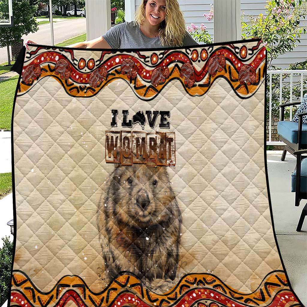 I Love Wombat Quilt Australian Aboriginal Art