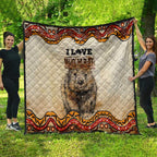 I Love Wombat Quilt Australian Aboriginal Art