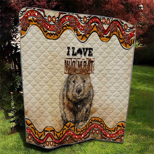 I Love Wombat Quilt Australian Aboriginal Art