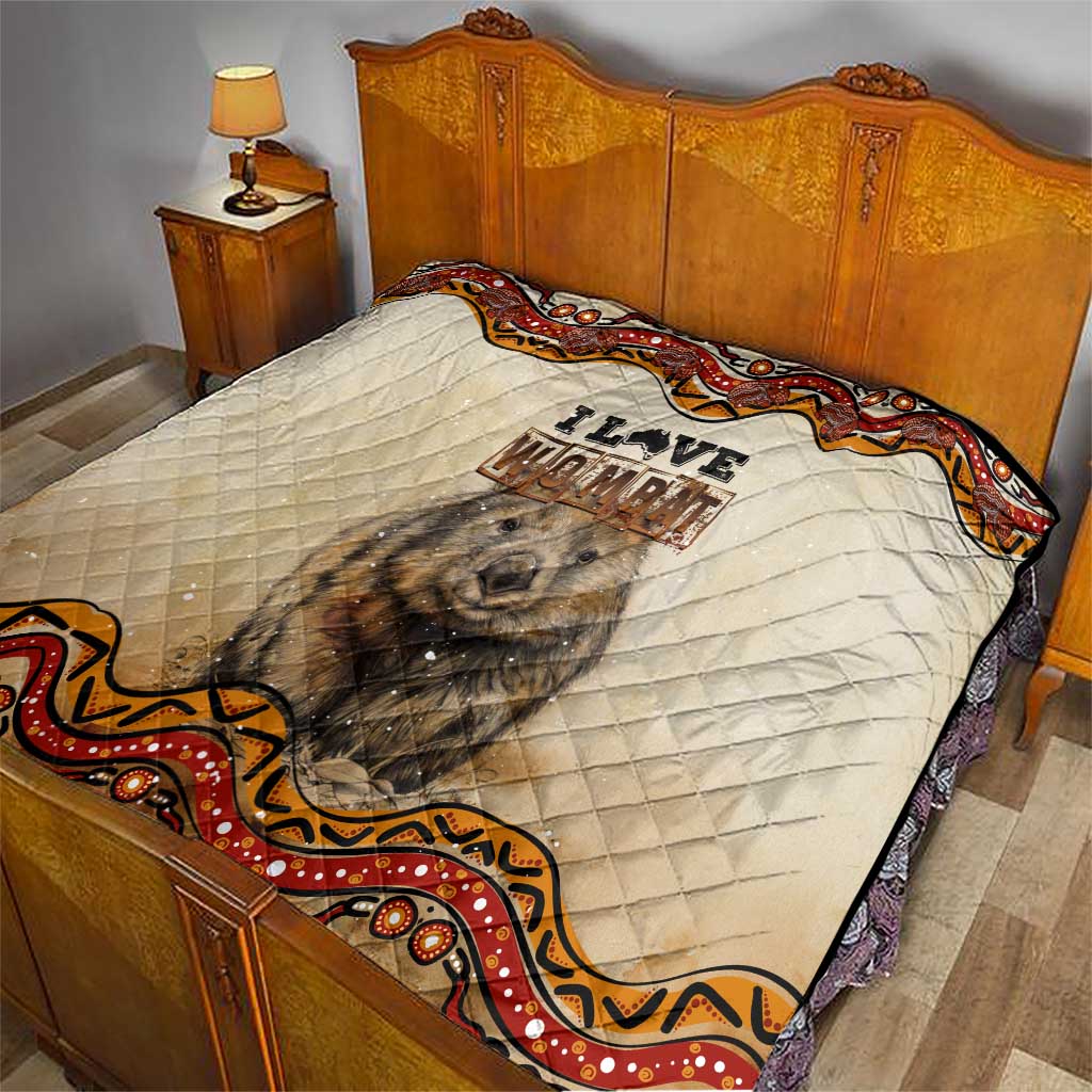 I Love Wombat Quilt Australian Aboriginal Art