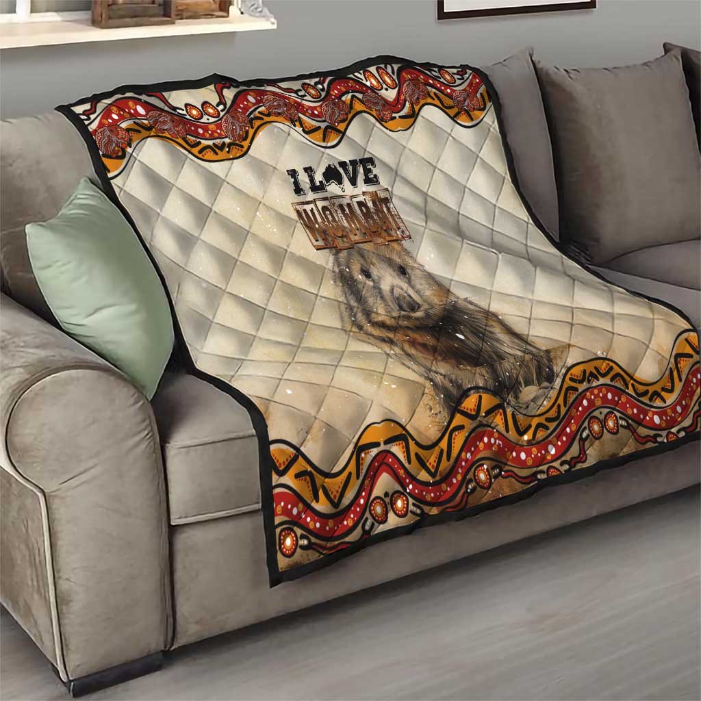 I Love Wombat Quilt Australian Aboriginal Art