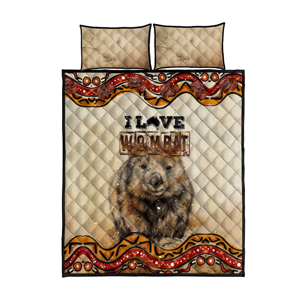I Love Wombat Quilt Bed Set Australian Aboriginal Art