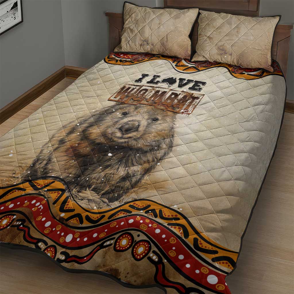 I Love Wombat Quilt Bed Set Australian Aboriginal Art