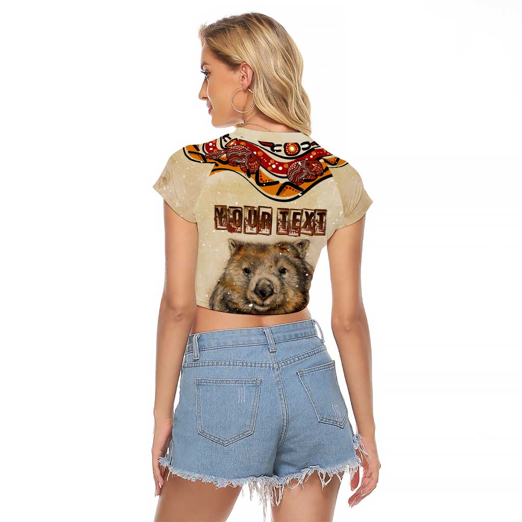 I Love Wombat Raglan Cropped T Shirt Australian Aboriginal Art