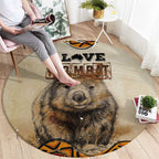 I Love Wombat Round Carpet Australian Aboriginal Art