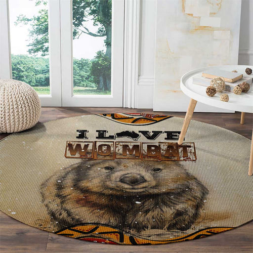 I Love Wombat Round Carpet Australian Aboriginal Art