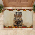 I Love Wombat Rubber Doormat Australian Aboriginal Art