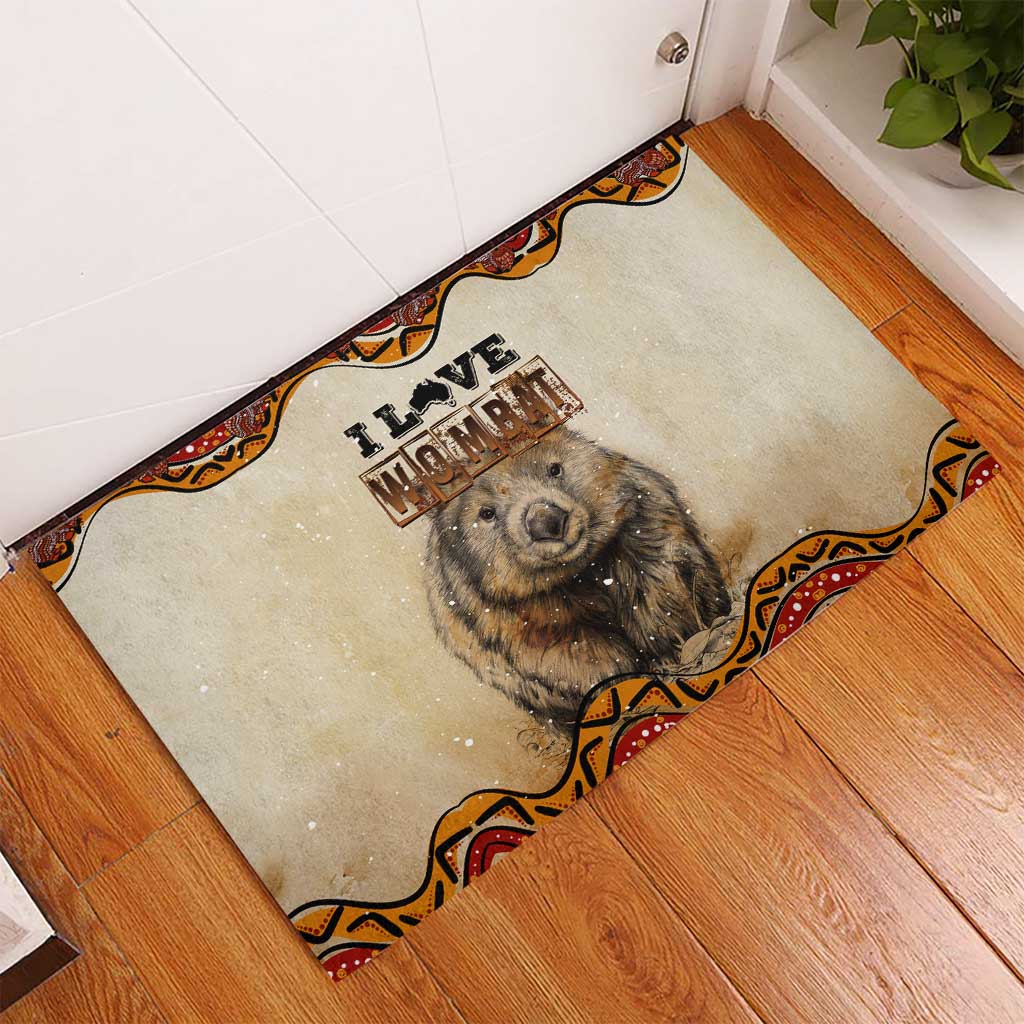 I Love Wombat Rubber Doormat Australian Aboriginal Art
