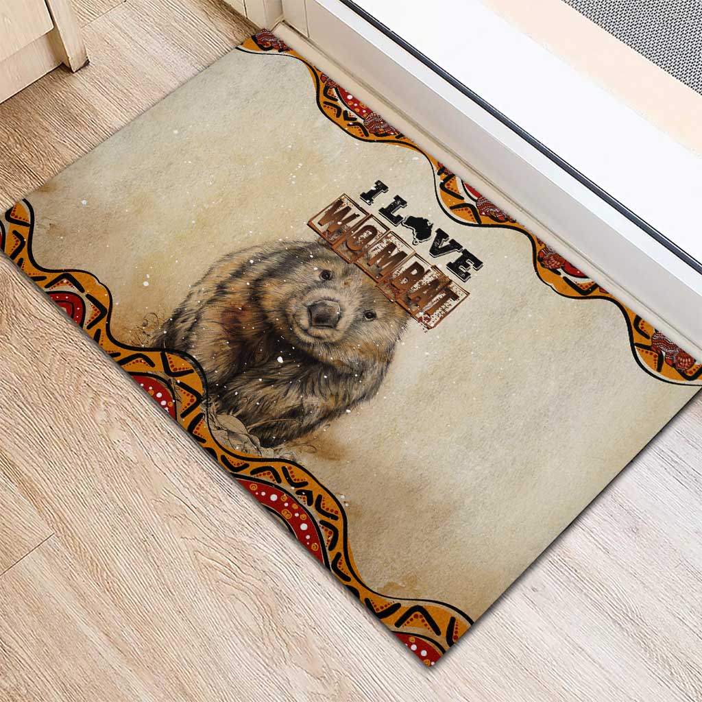 I Love Wombat Rubber Doormat Australian Aboriginal Art