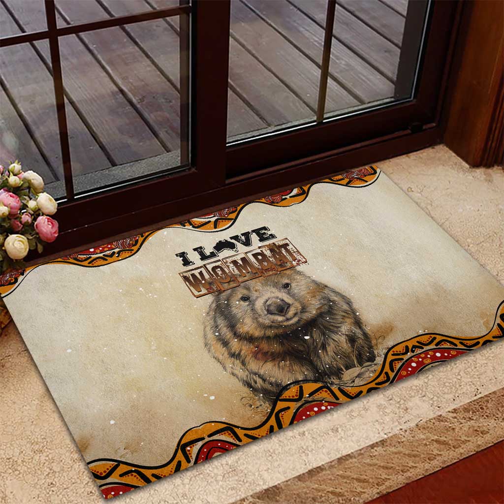 I Love Wombat Rubber Doormat Australian Aboriginal Art