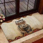 I Love Wombat Rubber Doormat Australian Aboriginal Art