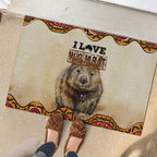 I Love Wombat Rubber Doormat Australian Aboriginal Art