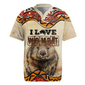 I Love Wombat Rugby Jersey Australian Aboriginal Art