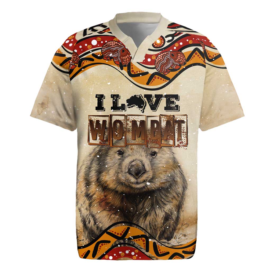 I Love Wombat Rugby Jersey Australian Aboriginal Art