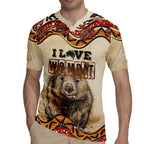 I Love Wombat Rugby Jersey Australian Aboriginal Art