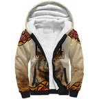 I Love Wombat Sherpa Hoodie Australian Aboriginal Art
