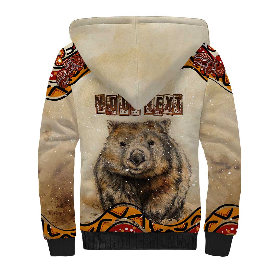 I Love Wombat Sherpa Hoodie Australian Aboriginal Art