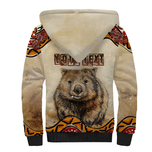I Love Wombat Sherpa Hoodie Australian Aboriginal Art