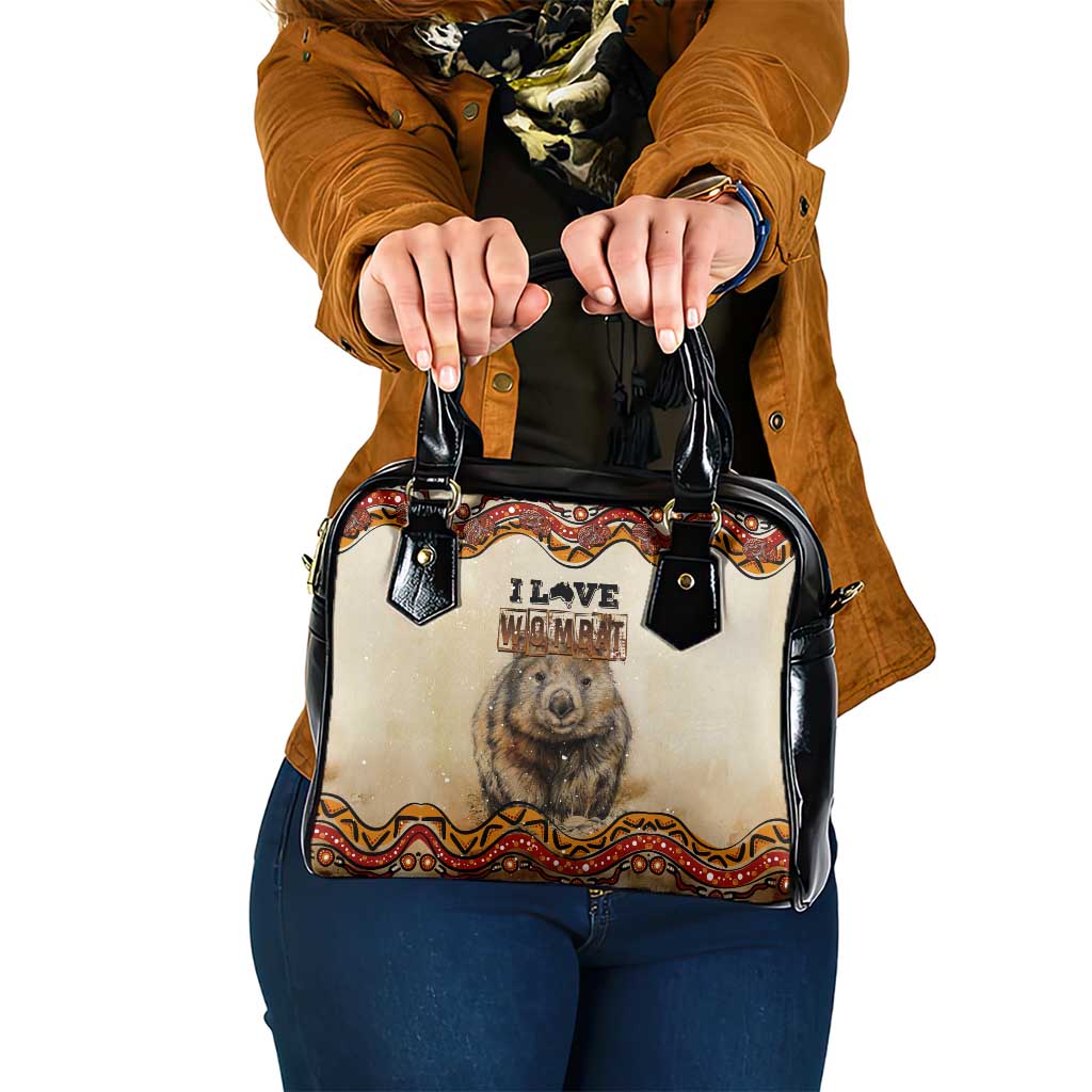 I Love Wombat Shoulder Handbag Australian Aboriginal Art