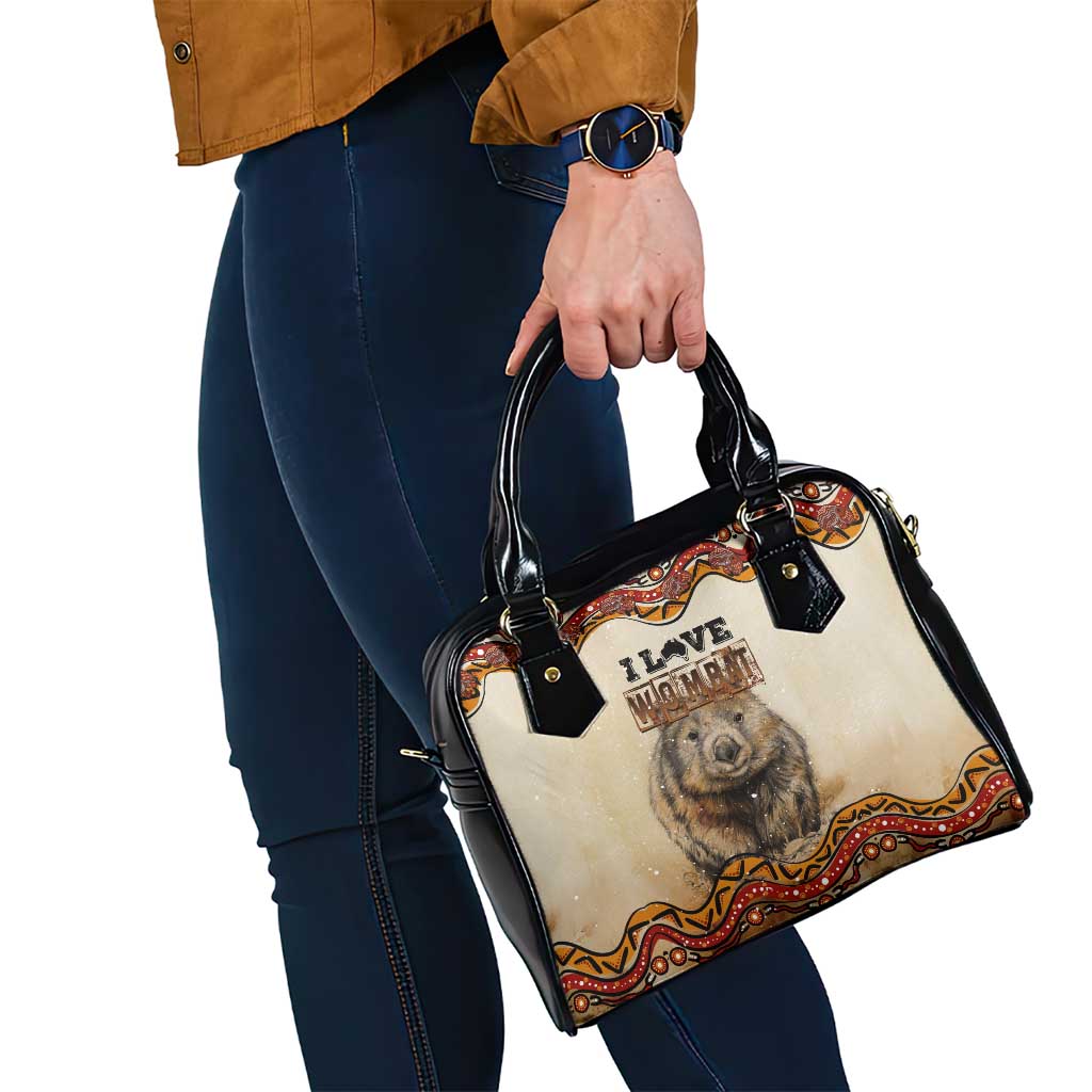 I Love Wombat Shoulder Handbag Australian Aboriginal Art