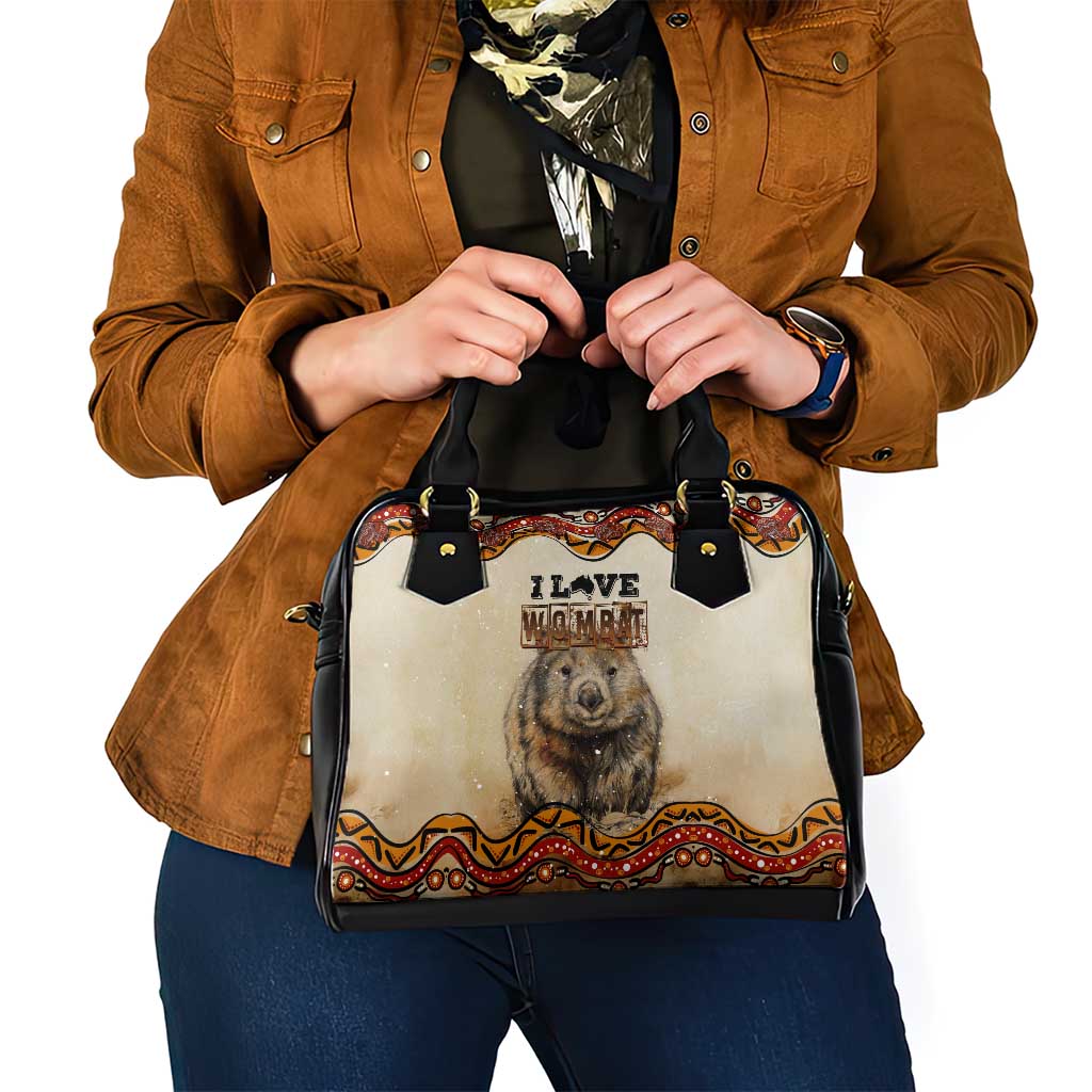 I Love Wombat Shoulder Handbag Australian Aboriginal Art
