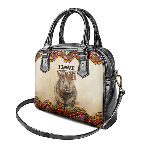 I Love Wombat Shoulder Handbag Australian Aboriginal Art