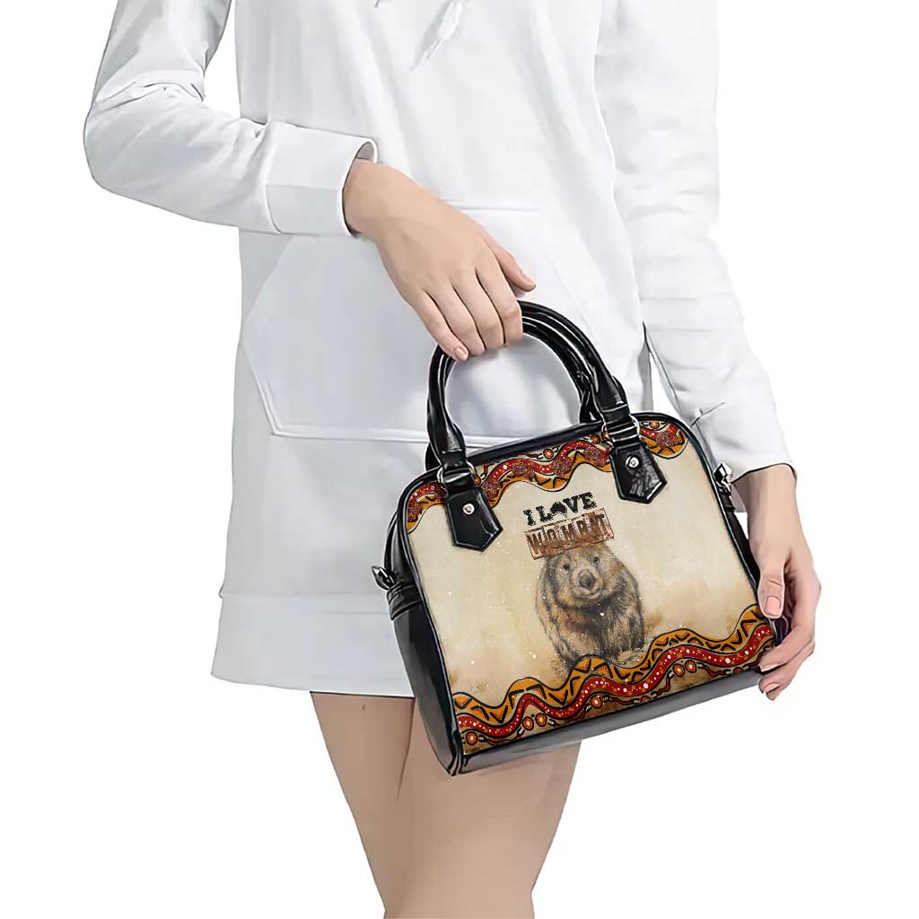 I Love Wombat Shoulder Handbag Australian Aboriginal Art