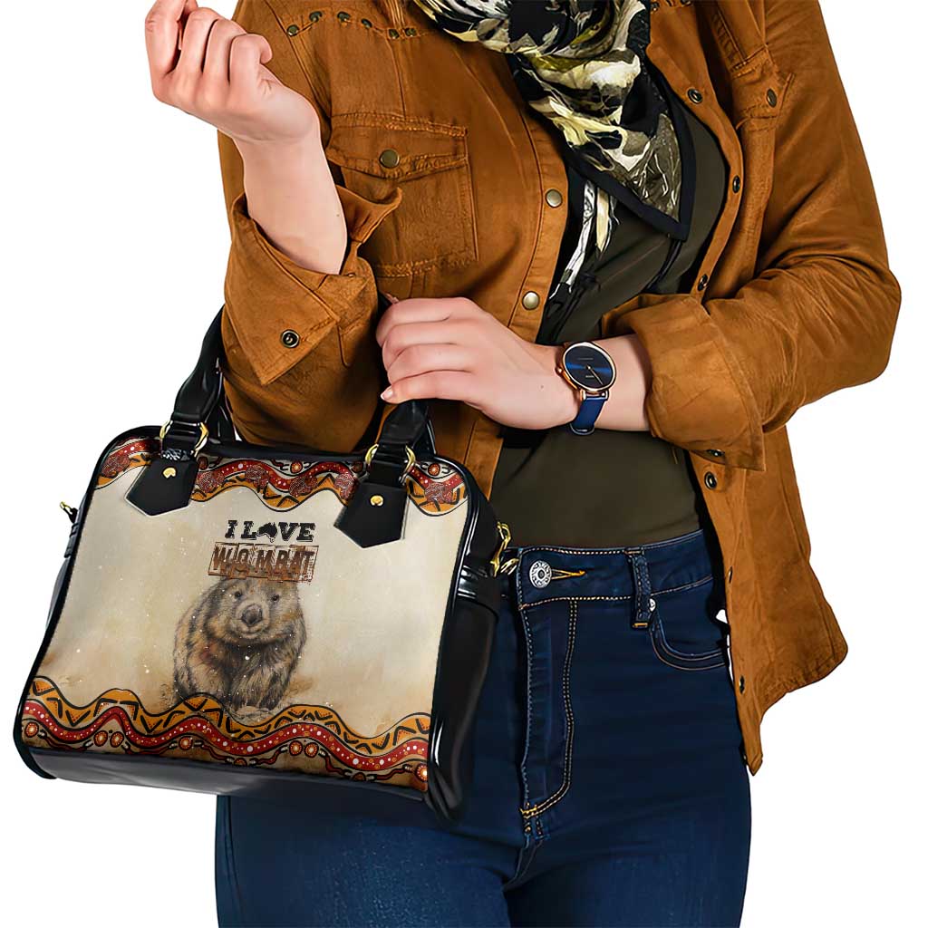 I Love Wombat Shoulder Handbag Australian Aboriginal Art
