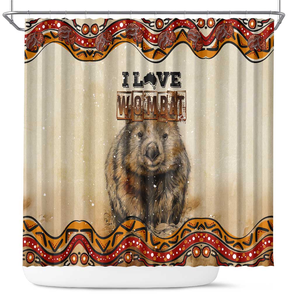 I Love Wombat Shower Curtain Australian Aboriginal Art