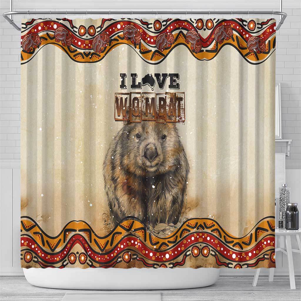 I Love Wombat Shower Curtain Australian Aboriginal Art