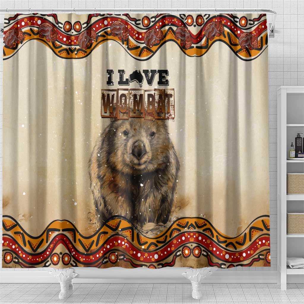 I Love Wombat Shower Curtain Australian Aboriginal Art