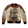 I Love Wombat Sleeve Zip Bomber Jacket Australian Aboriginal Art