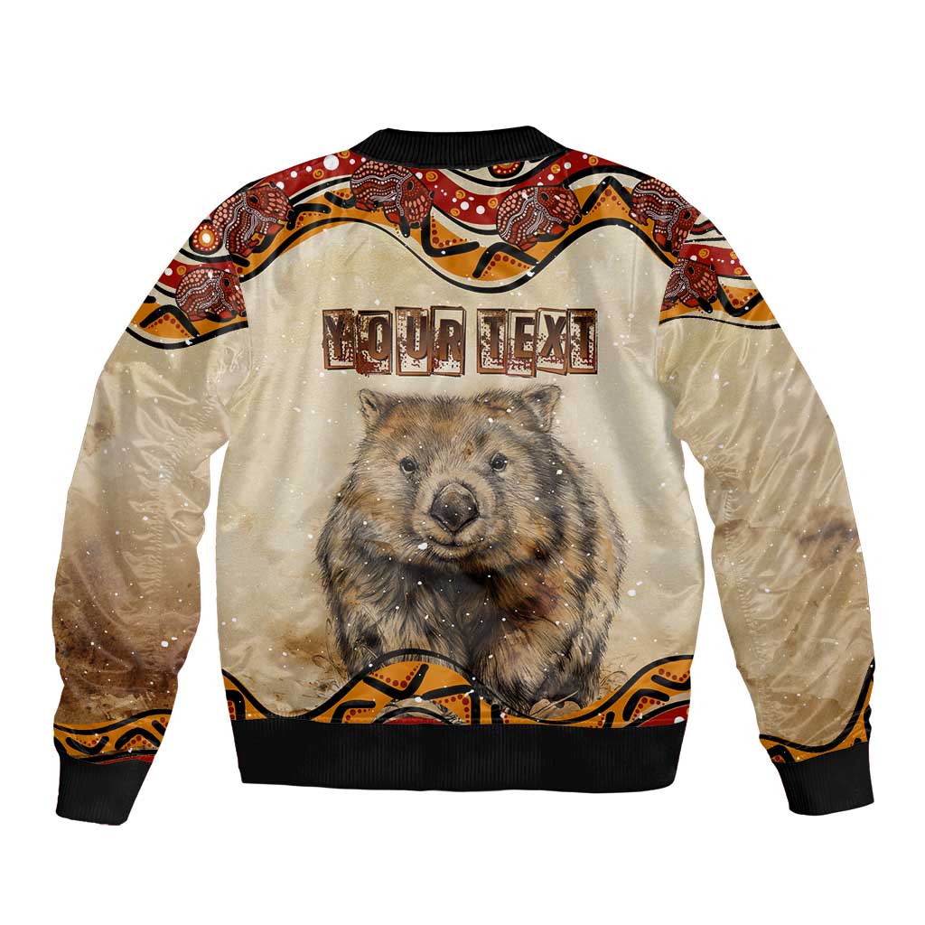 I Love Wombat Sleeve Zip Bomber Jacket Australian Aboriginal Art